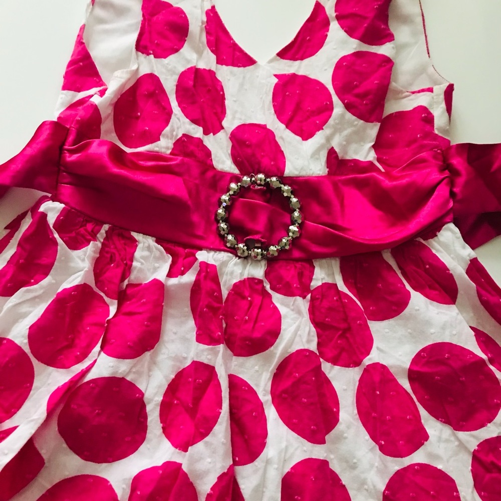 Pock-a dot pink girls dress